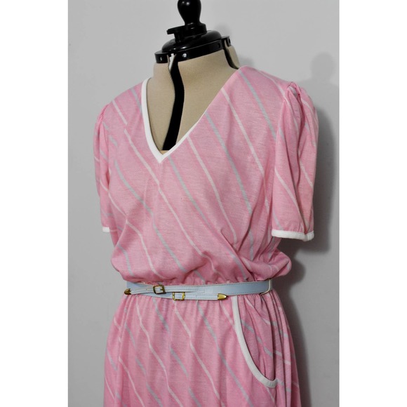 Times Up Le Temps Pink 80s Dress with Blue Stripes and Bolero - Picture 9 of 10